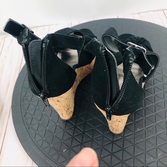 Rampage strap Black cork wedge sandals size 8‎ - Picture 4 of 13